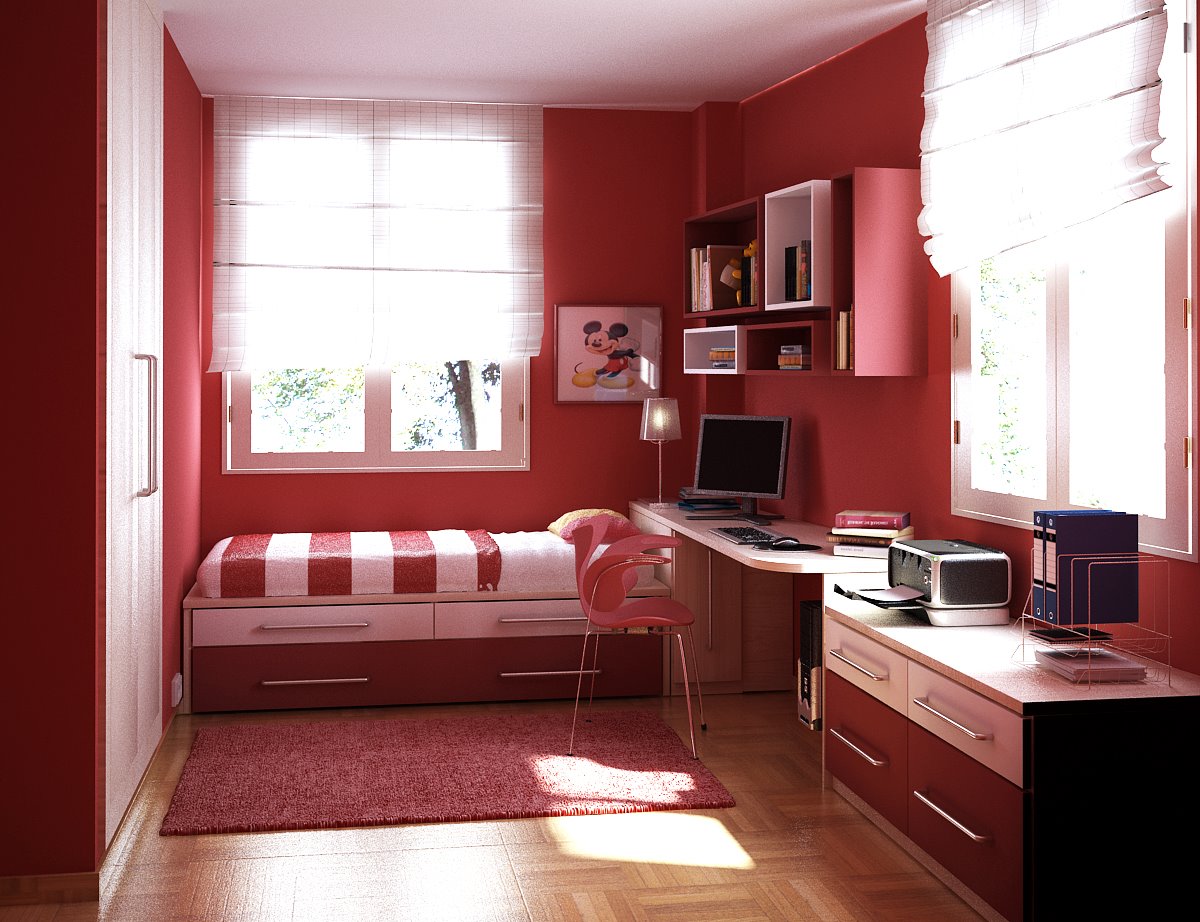 colorful red paiting ideas for teenage bedroom