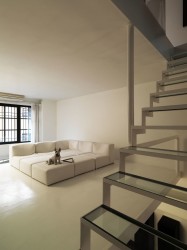 Minimalist sofa and stairs