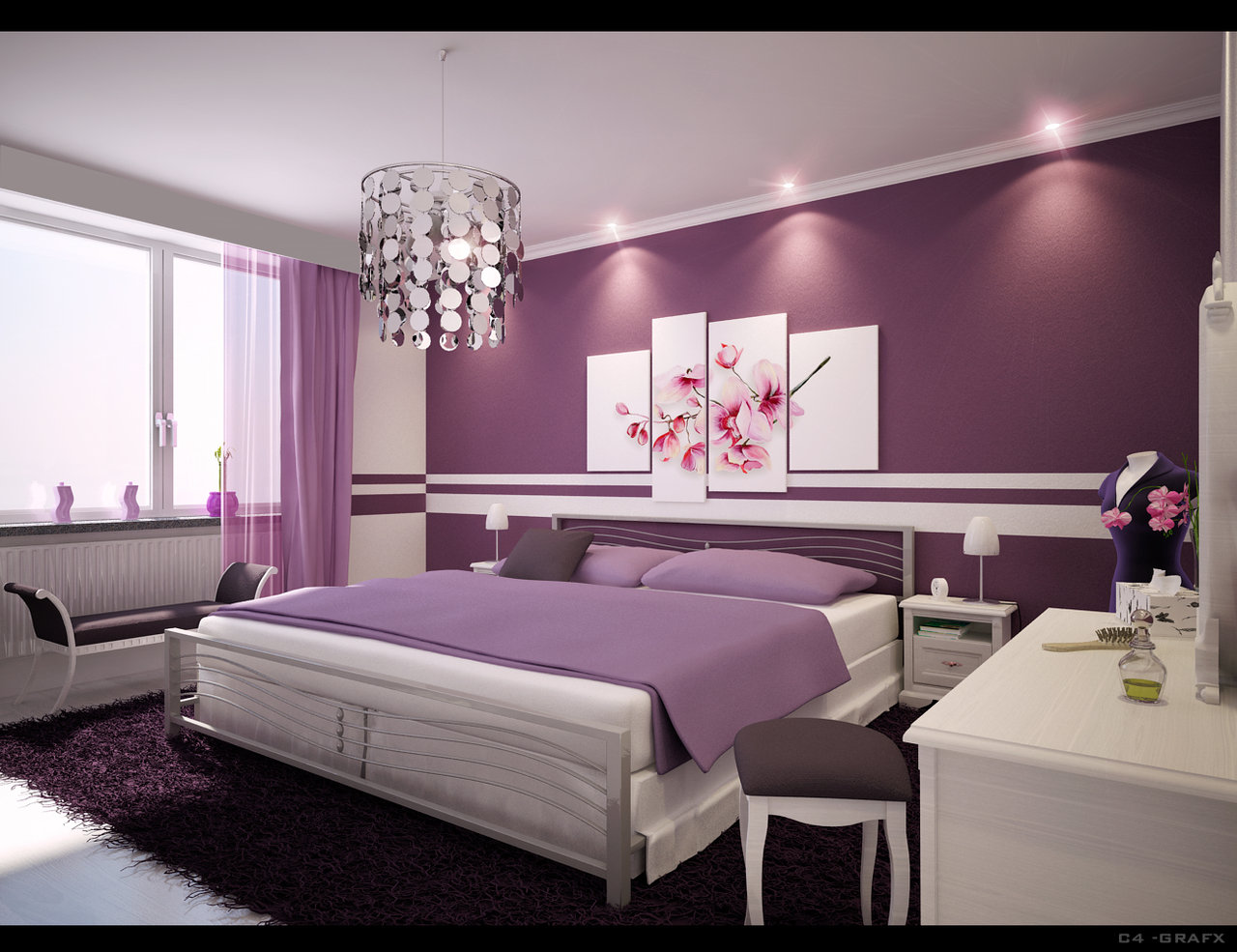 teenage bedroom for stylish purple