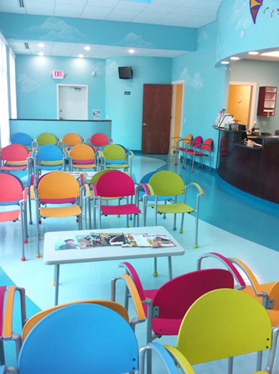 colorful chairs on waiting room