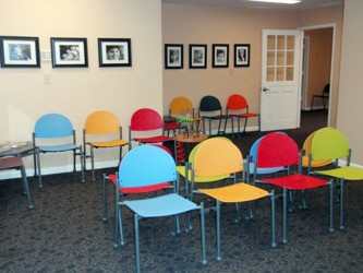 Colorful waiting room chairs