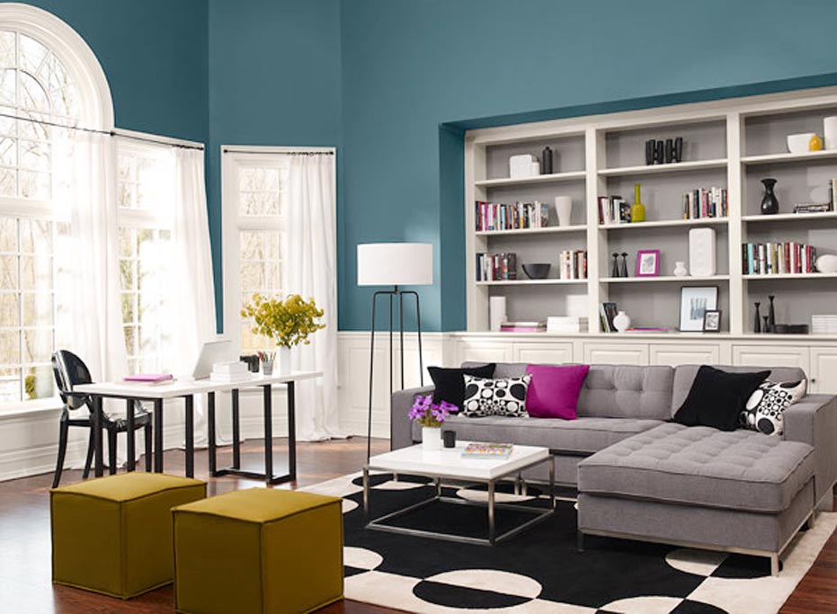 elegant blue and white living room