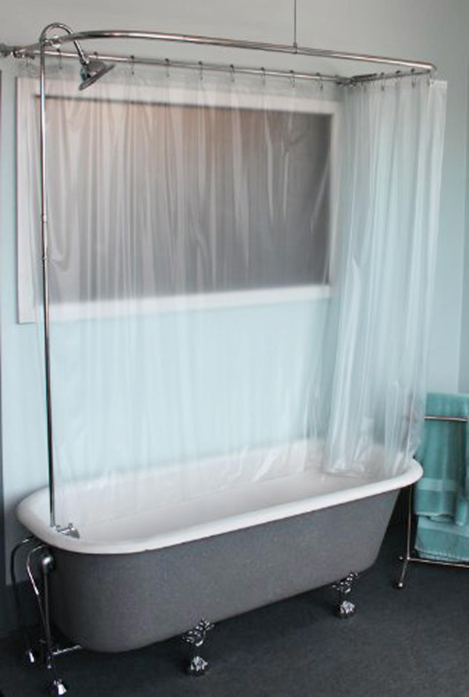 ceiling mounted shower curtain for clawfoot tub 2