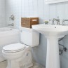 Gorgeous  glass subway tile bathroom