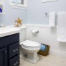 Wainscoting in Bathroom Ideas With Pale Blue Wall