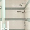 White subway tile with glass tile bands